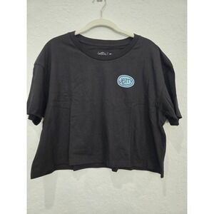 Jetty Black Crop Top Graphic Tee XL Fruit Still Life Oversized T Shirt